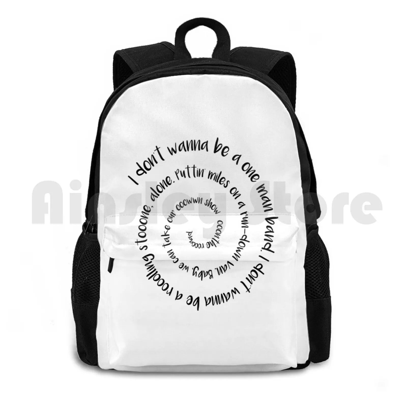 One Man Band Outdoor Hiking Backpack Waterproof Camping Travel One Man Band Old Lyrics Band Spiral Lyrical Music Song