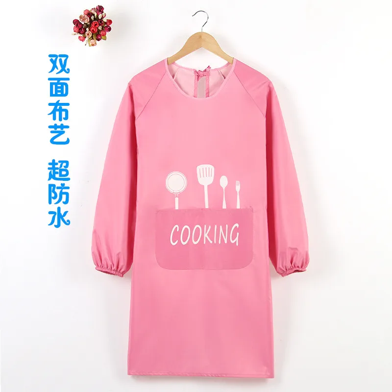 Women's overalls jackets plus cashmere adult autumn and winter waterproof and oil-proof household kitchen  long-sleeved aprons