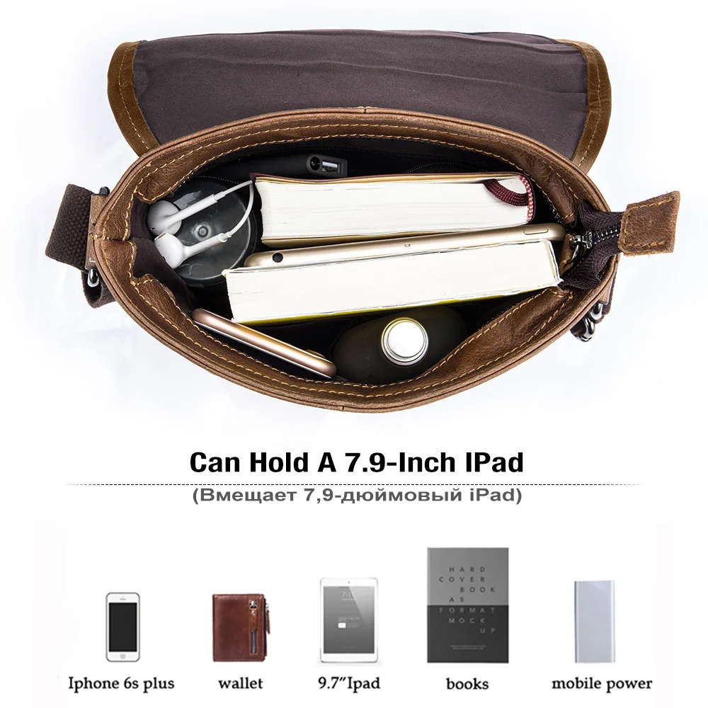 BULLCAPTAIN-Bolso de hombro de cuero para hombre, bolsa plana pequeña, informal, para deportes al aire libre, capa de cabeza suave, tendencia de