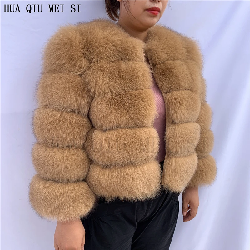 New Real Fox Fur Coat Women's Winter Warm 100% Natural Fur Jacket Short Raccoon Fur Coat Women's High Quality Hot Sale