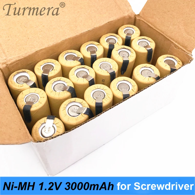 Turmera ni-mh 1.2 فولت بطارية 3000 مللي أمبير SC3000 لحام ل مفك بطارية روبوت مكنسة كهربائية 1.2 فولت ni-mh بطارية قابلة للشحن