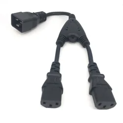 Heavy Duty Splitter Power Cord IEC320 C20 Male to 2X C13 Dual Female Y Splitter Cable 32cm Server PDU UPS Power Cord 0.32m