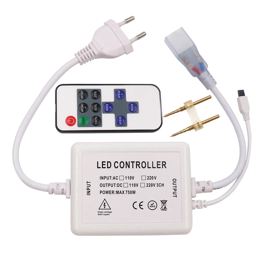 

220V Led Dimmer 11Key IR Remote Controller Drive for Single Color LED Strip SMD 5050 50Meter Controller 750W