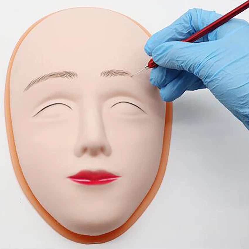 Pele falsa do treinamento da tatuagem dos lábios do olho facial profissional da pele da prática da tatuagem do silicone 5d, pele prática da sobrancelha da composição da beleza