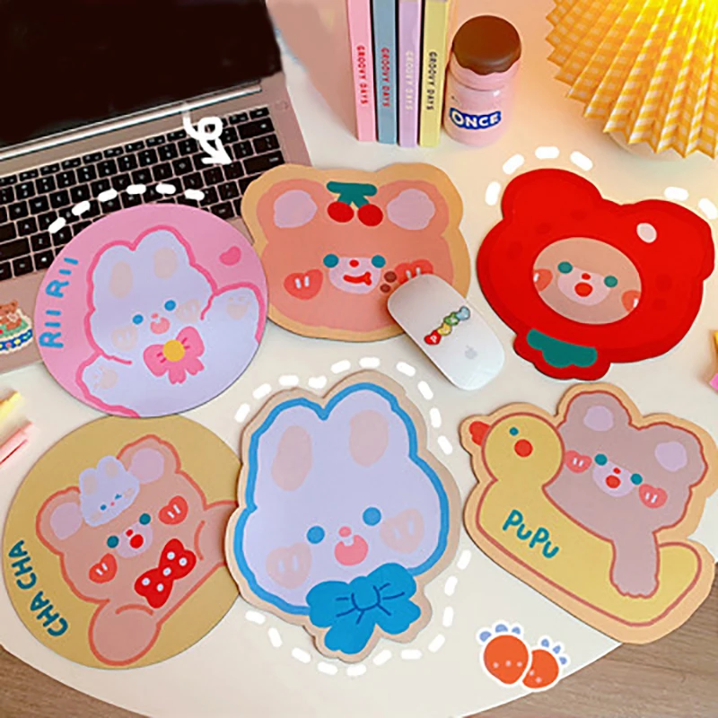 Kawaii Table Mat Ins Japanese Desktop Desk Mat Mini Cute Rabbit Bear Water Coaster Stickers Scrivania Kawaii Silicone Mouse Pad