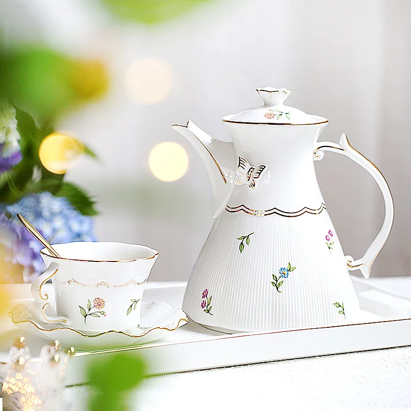 

European afternoon tea set British teapot afternoon tea cup small luxury coffee cup dish Teapot Set