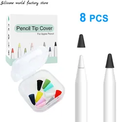 Silicone world 8pcs Silicone Replacement Tip Case for Apple Pencil 1 2 Mute Touchscreen Stylus Pen Case Nib Protective Cover
