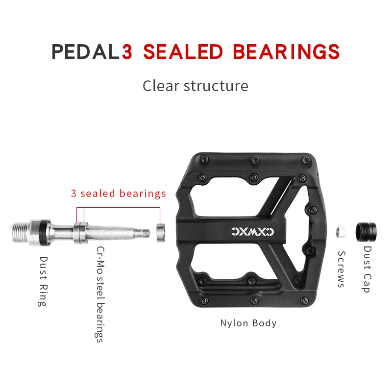 Ultralight Flat MTB Pedals Nylon Bicycle Pedal Bmx Mountain Bike Platform Pedals 3 Sealed Bearings Cycling Pedals For Bicycle