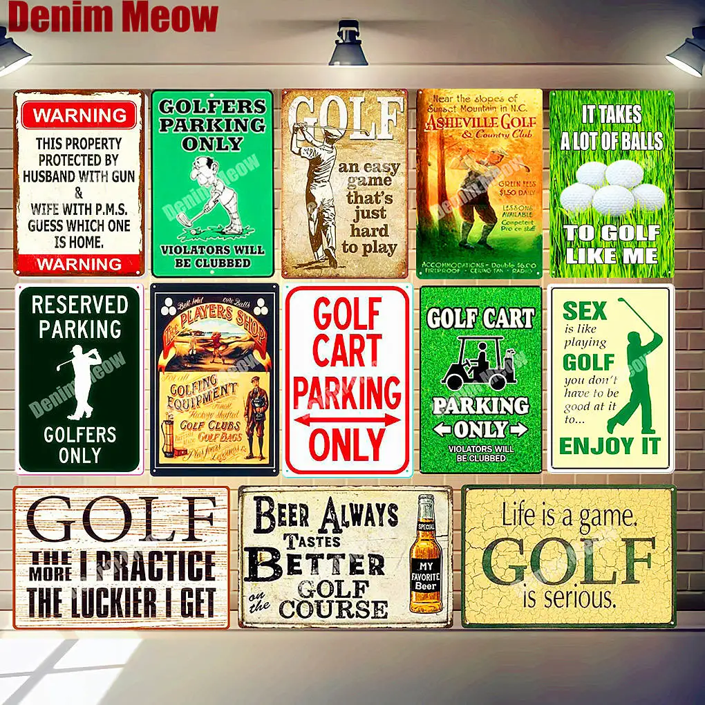 Cartel de estacionamiento de carrito de Golf, placa de Metal Vintage para papá, Bar, Club, decoración del hogar, el sexo es como jugar, placa de pared de Golf, letreros de lata de vida
