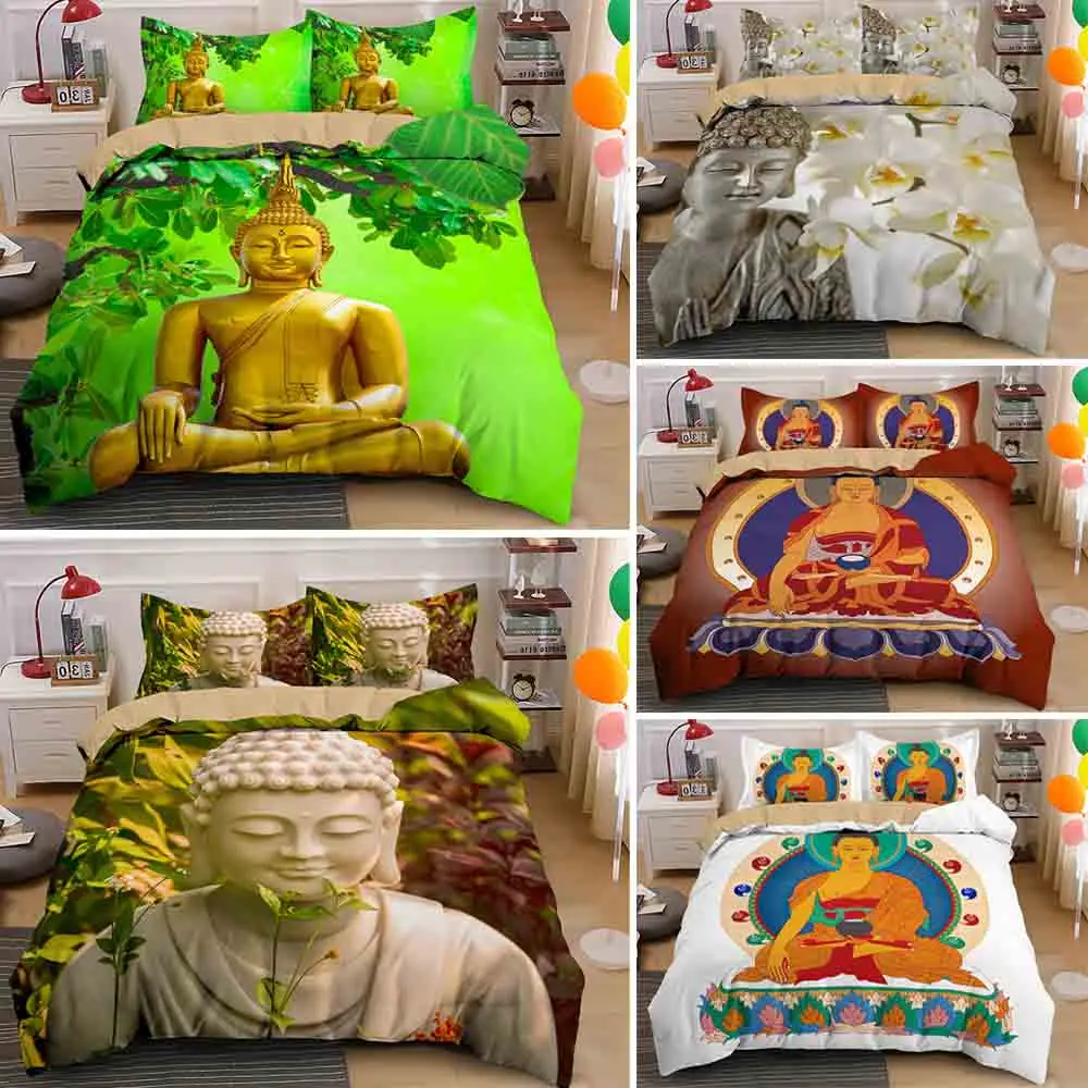 King Bedding Set Nature Buddha Printed Queen Size Duvet Cover For Adults Bed Sets Quilt Covers With Pillowcase 2/3pcs