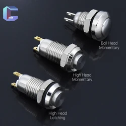 8mm 순간 재설정 자동 잠금 래칭 1NO LED 원형 스위치가 없는 하이 헤드 금속 푸시 버튼 스위치 라운드 헤드 2 핀