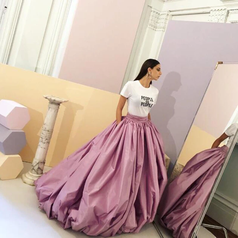 New Arrival Satin długa spódnica plisowana piętro długość suknia balowa spódnice damskie na Prom wysokiej talii niestandardowe republiki południowej afryki formalne spódnica
