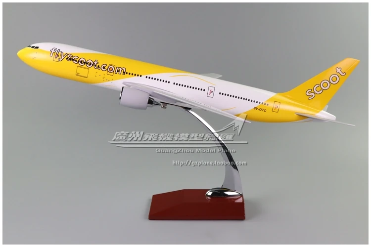 

48CM Singapore Scoot Airlines Scoot Boeing B777 9V-OTC Simulation Aircraft Model for Plane Model Collector