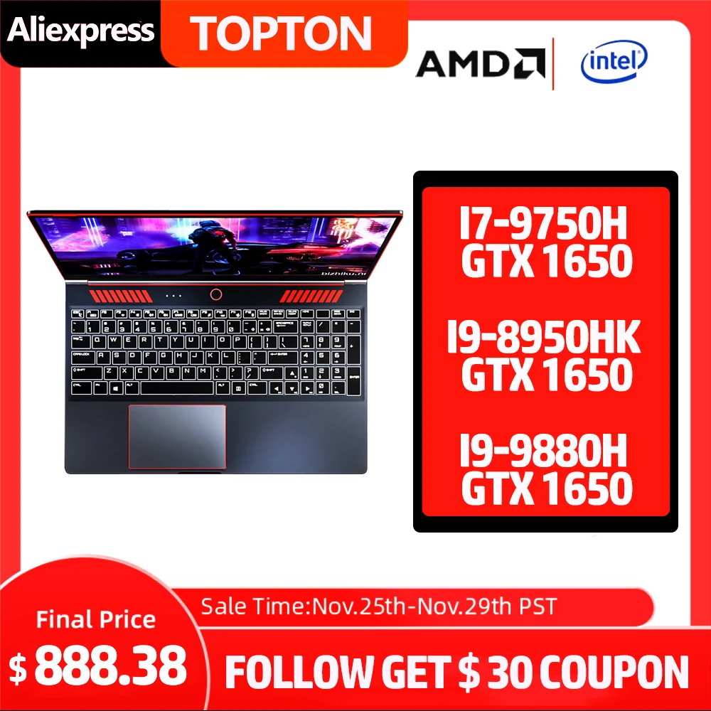 

Gaming Laptop 16.1” 144Hz Full HD IPS-Type Intel Core i9-10880H i7 10870H Processor Nvidia GTX 1650 4G Gigabit WiFi Windows 11