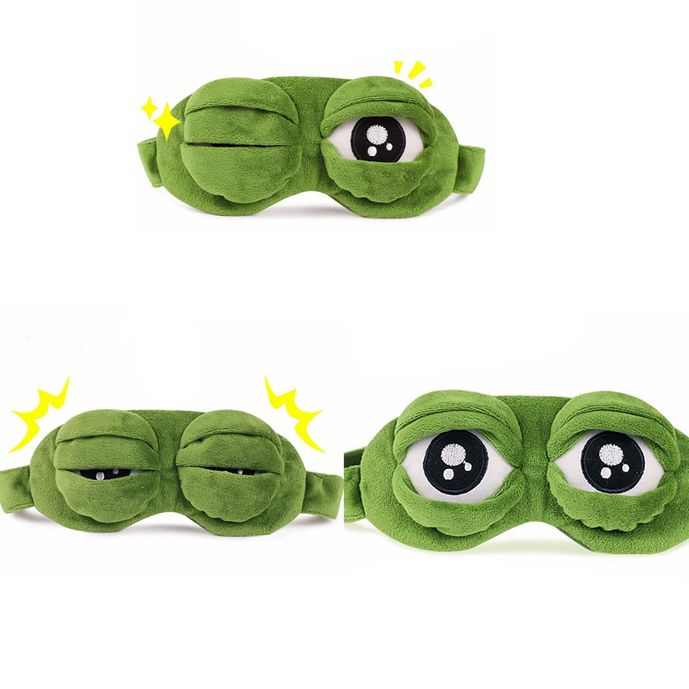 Funny Creative Pepe the Frog Sad Frog 3D Eye Mask Cover Cartoon Plush Sleeping Mask Cute Anime Gift 1pcs