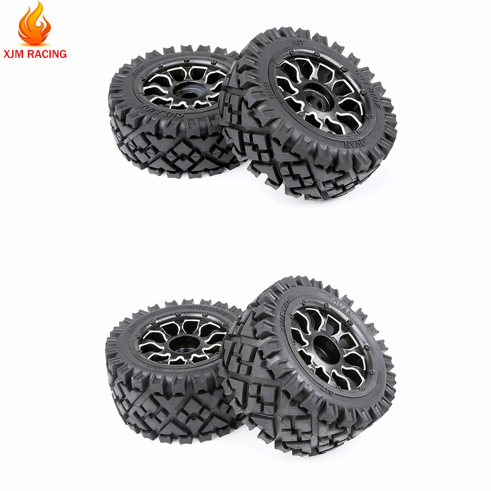 

Front or Rear All Terrian Tyres Set with Metal Wheel Hubs for 1/5 Hpi Rofun Rovan King Motor Baja 5b Rc Car Toys Parts