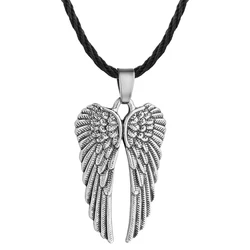 CHENGXUN Vintage Angel Wings Pendant Necklace for Men Women Retro Guardian Angel Wing Amulet Charm Chain Pagan Jewelry