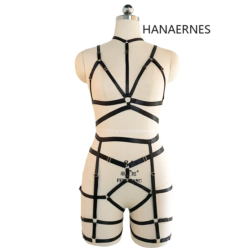 HANAERNES الأحمر كوبليس قفص Bralette تعديل أسفل سراويل قصيرة المحاصيل الملابس الداخلية عبودية تسخير مجموعة صنم ارتداء الرقص ارتداءها