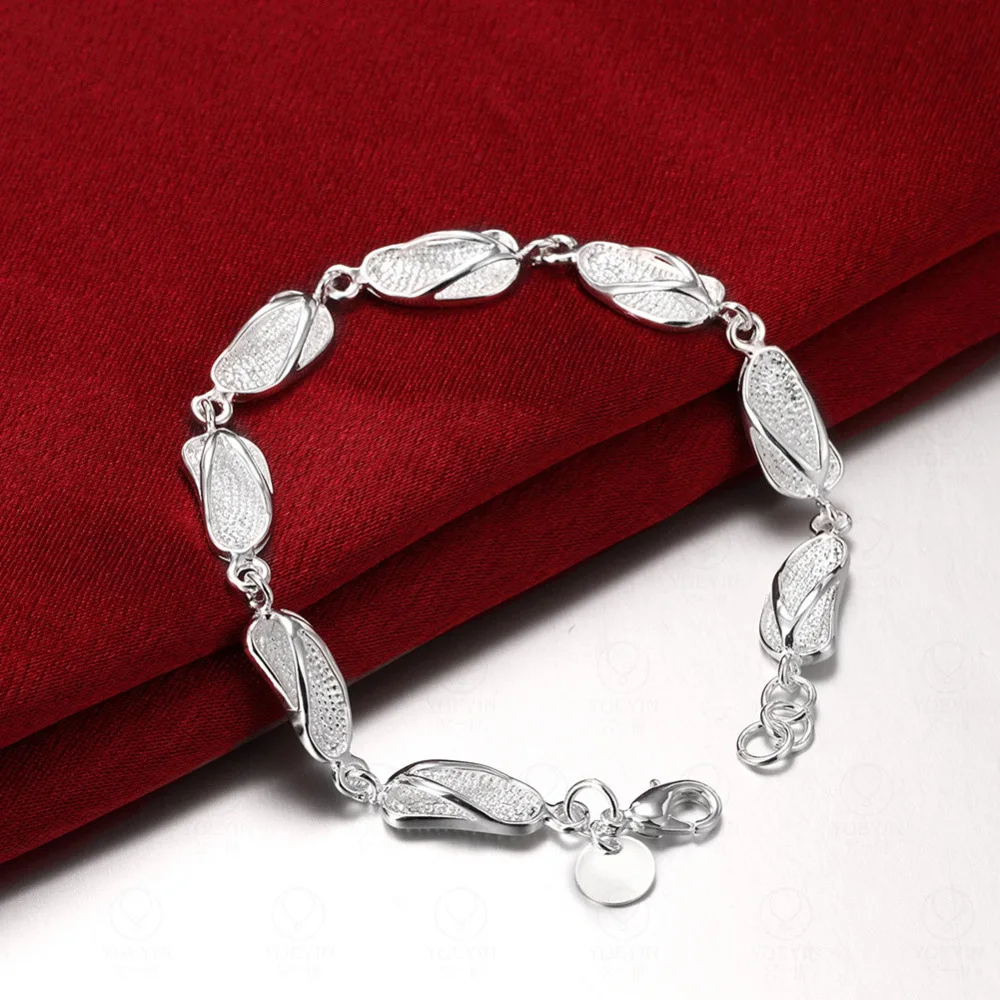 DOTEFFIL 925 Sterling Silver Slippers Shoe Bracelet Chain For Women Wedding Engagement Party Fashion Jewelry