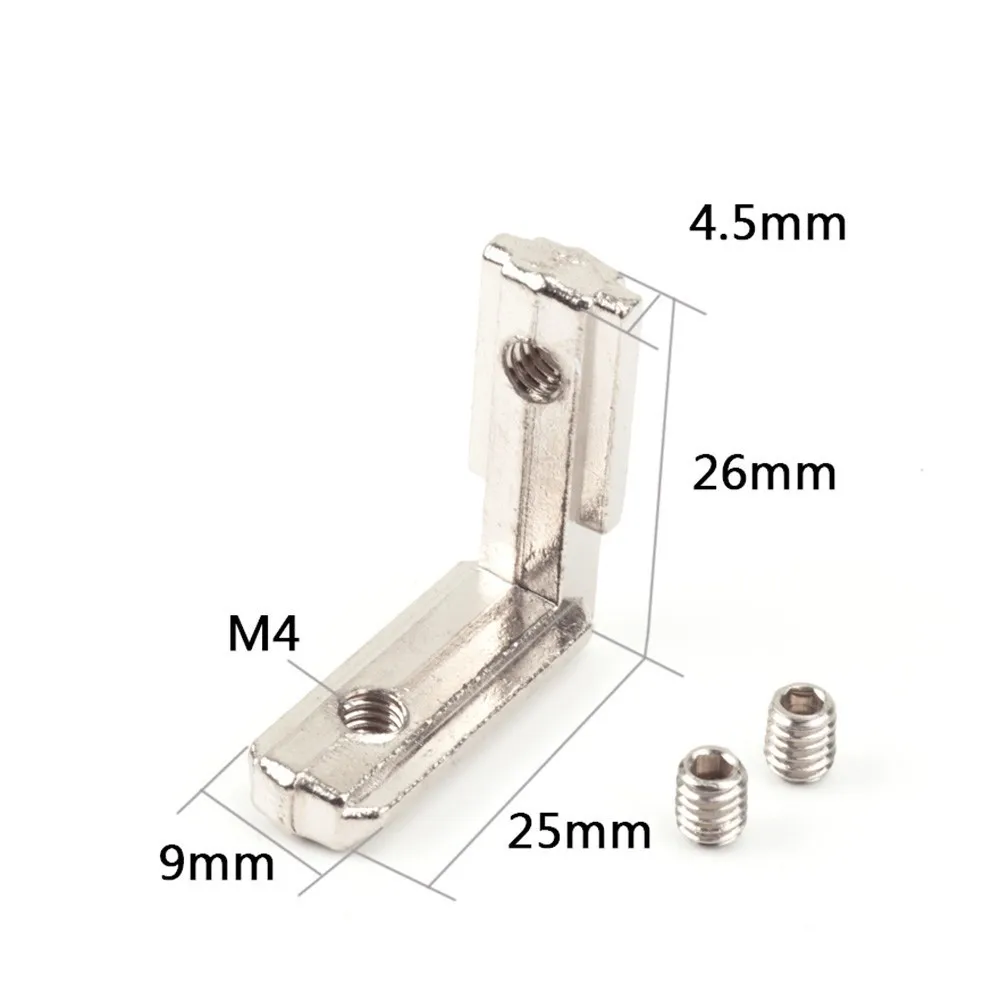 KANDE Black T-slot L type 90 Degree 2020 Aluminum Connector 1515 inside hidden bracket Fasteners Eu Standard Aluminum Profile