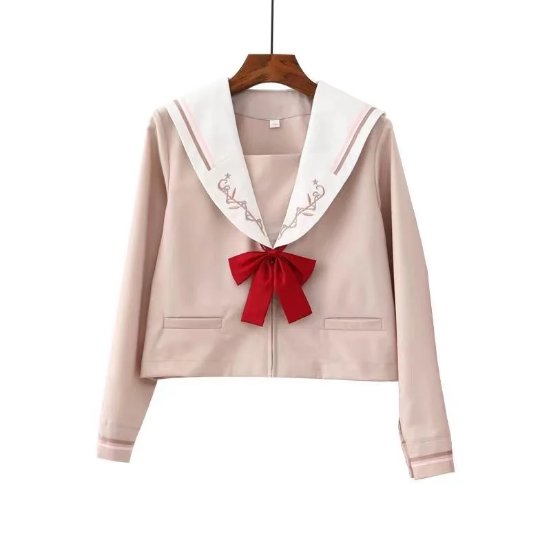 2021 nova primavera uniformes escolares japoneses para meninas bonito longo-comprimento uniforme marinheiro topos saia plissada gravata conjuntos completos jk trajes