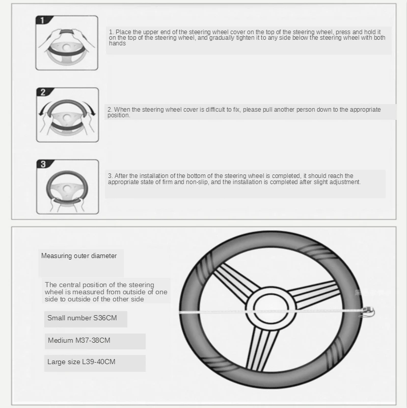 Car Steering Wheel Cover Leather Auto Handle Cover New Steering Cover Car Accessories Diameter For 36cm 38cm 39cm