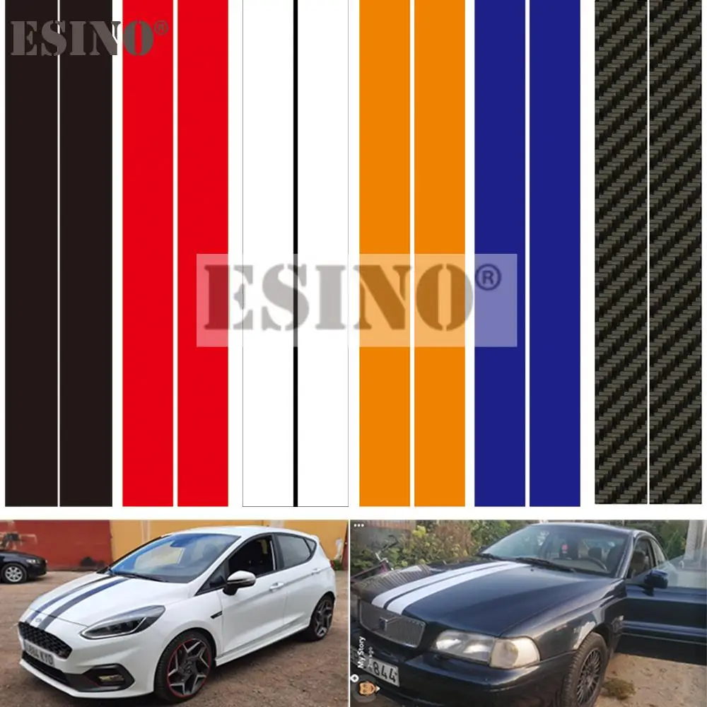 

Одна пара Новинка стильные полосатые чехлы на капот автомобиля виниловые спортивные наклейки декоративные наклейки на голову автомобильные аксессуары 12x120 см