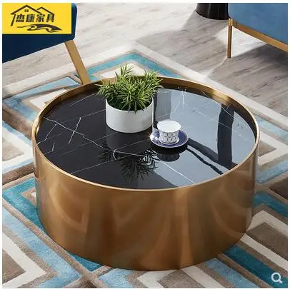 Post-modern round coffee table luxury coffee table marble tea table stainless steel brass coffee table jonathan adler