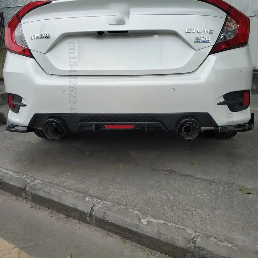 Side Rear Bumper Diffuser Lip Exhaust Pipe Body Kit Accessories Splitter Refit For Honda Civic 2016 2017 2018 2019 2020 Sedan