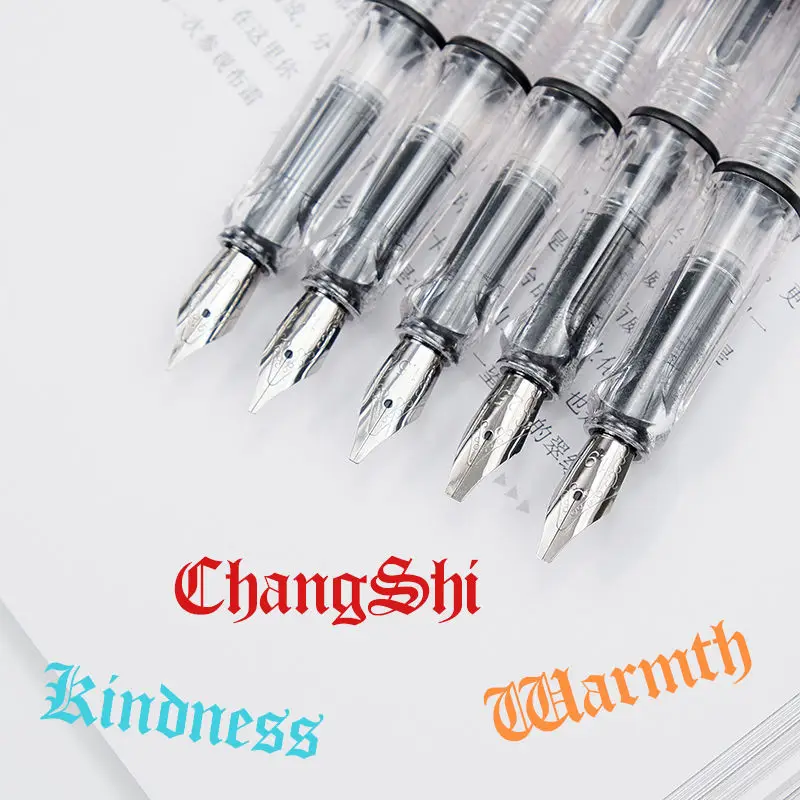 

6PCS Yongsheng Parallel Calligraphy Fountain Pen Transparent Art Ink Pen Gothic Duckbill Tibetan 0.7/1.1/1.5/1.9/2.5/2.9mm Nib