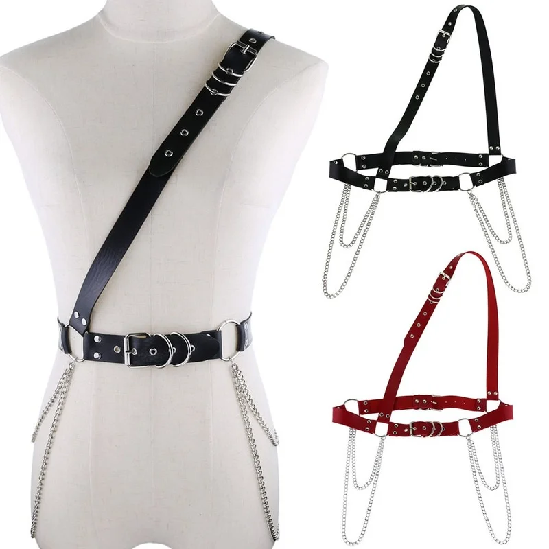 

Leather Harness Sexy Chest Sculpting Body Waist Belt Punk Gothic Sexy Bra Body Bandage PU Leather Waist Belts Fashion