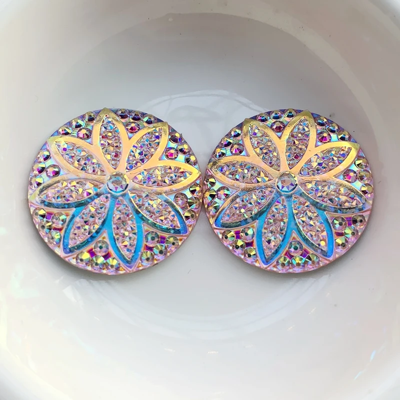 18pcs 25mm flower rhinestone flat back resin sewn on crystal rhinestone beads DIY crystal trim E884