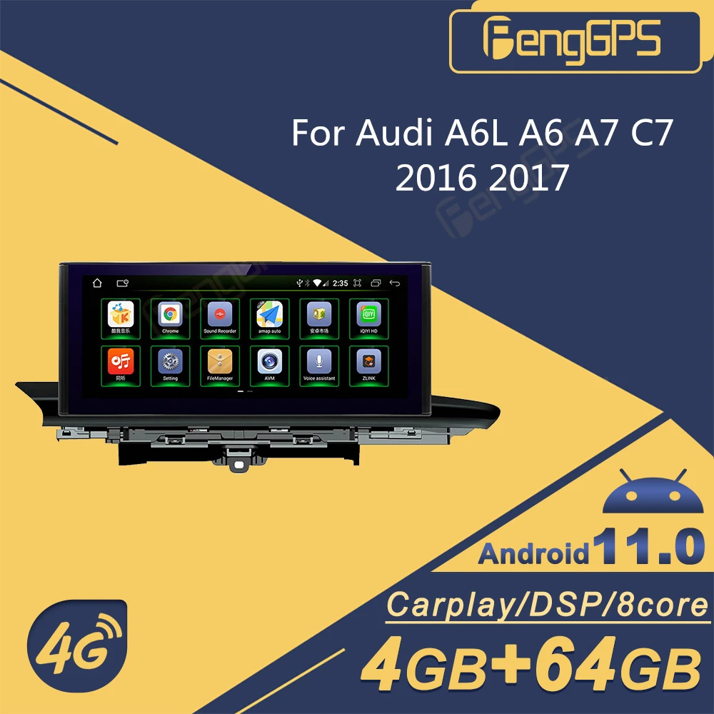 

Автомагнитола 2 Din на Android для Audi A6L, A6, A7, C7 2016, 2017 г., радиоприемник, GPS-навигатор, мультимедийный DVD-плеер, головное устройство