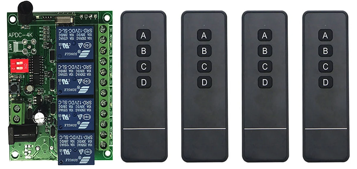 1000m DC 12V 24V 4CH Wireless Remote Control LED Light Switch Relay Output Radio RF Transmitter And 315/433 MHz Receiver