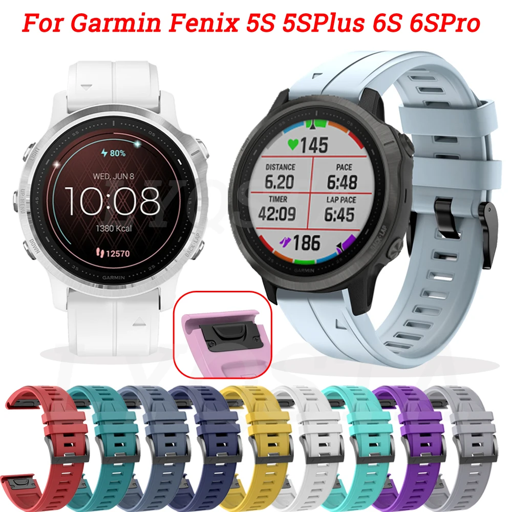 20มม.สายนาฬิกาสำหรับ Garmin Fenix 5S 5X Plus 6 6SPro D2 Delta S/Descent Mk2S นาฬิกาซิลิโคน Easyfit สายคล้องข้อมือ