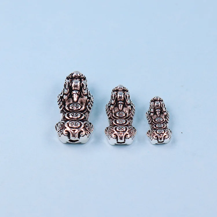 Vintage 100% 925 Sterling Silver Fengshui Pixiu Beads Lucky Beast Piyao Bead DIY Jewelry Findings