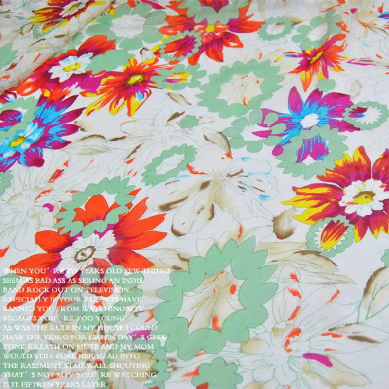 Silk Georgette Chiffon Fabric Dress Super Beautiful Colorful Chrysanthemum 100%   Spring Summer Thin  Skirt  DIY Sewing