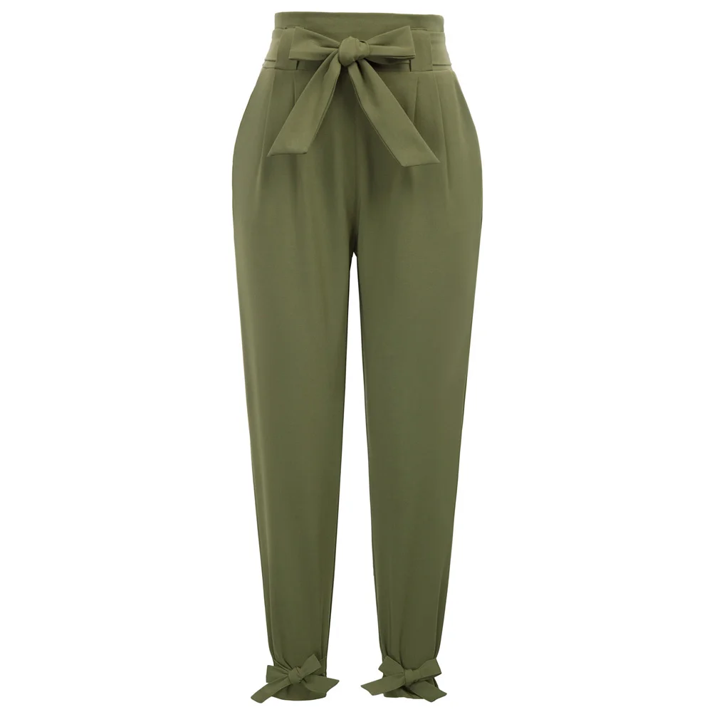 GRACE KARIN-Pantalon court avec ceinture pour femme, coupe crayon, couleur unie, style décontracté, A35