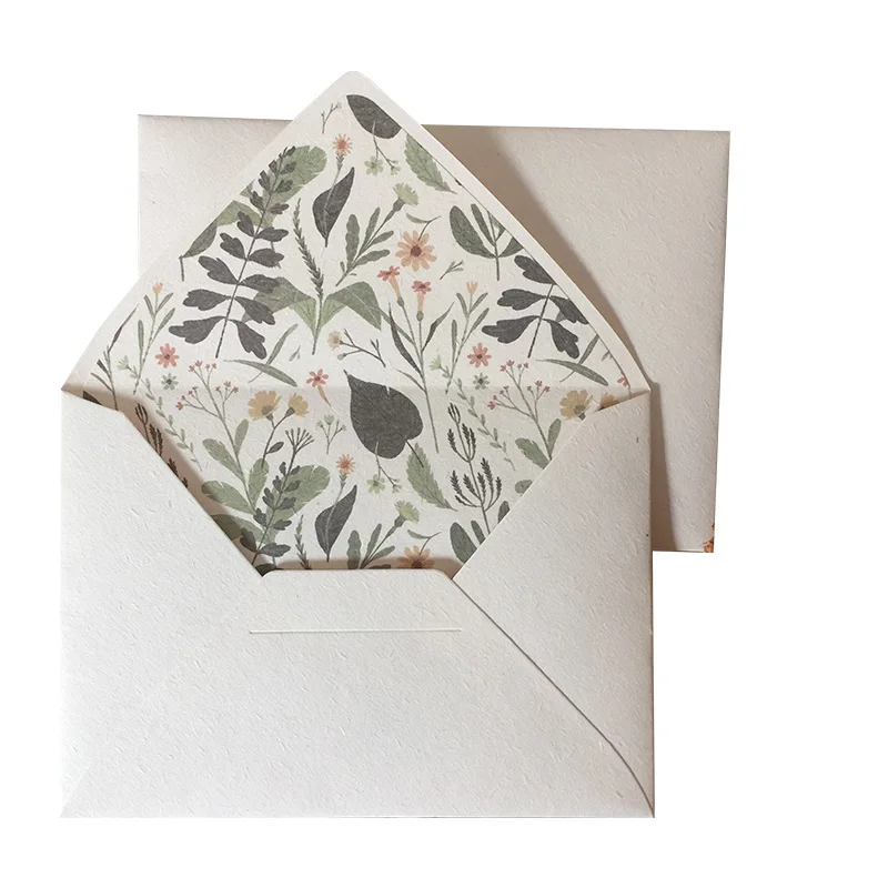 5pcs Elegant Floral Lined Envelope Letter Paper Fresh Stationery Wedding Party Invitation Postcard Envelope Gift Envelope