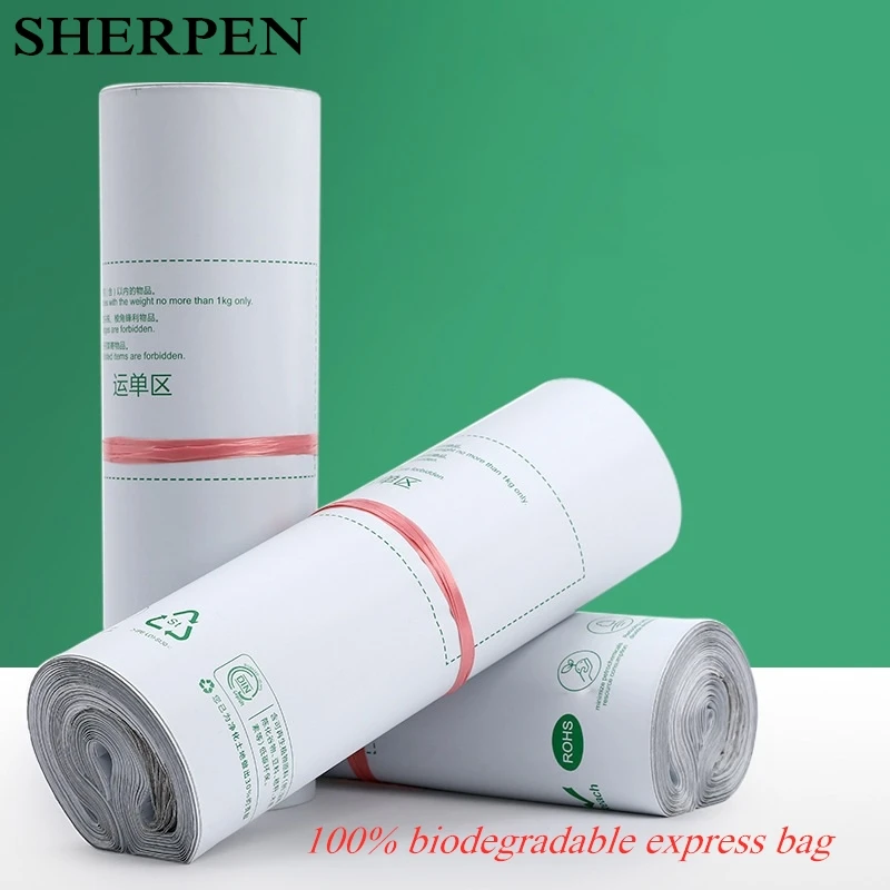 SHERPEN Eco Compostable Poly Mailer Bag Bio Degradable Packing Express Self-adhesive Delivery Postal Wrap Plastic Shipping Bags