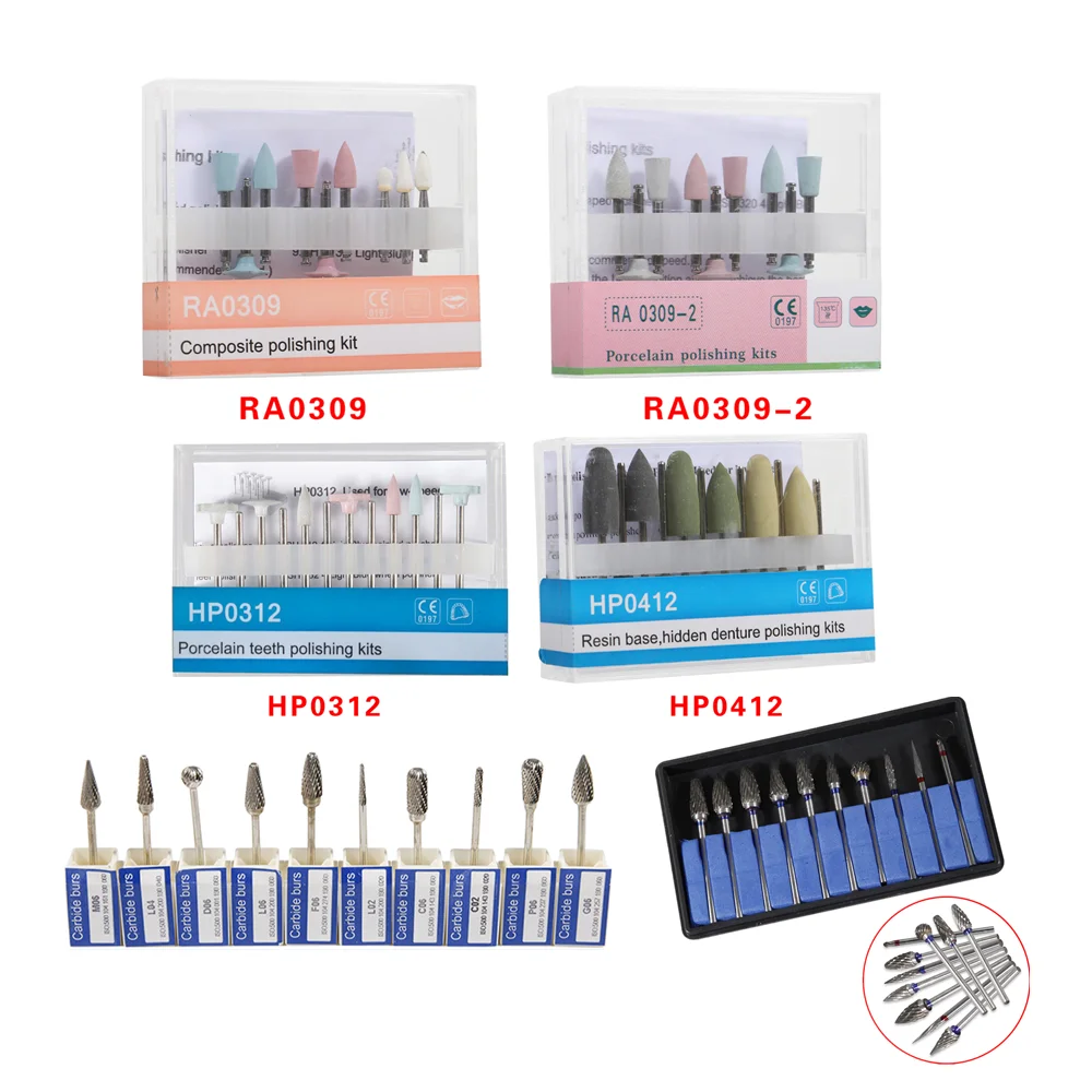 Dental Lab Dental Equipment Teeth Composite polisher Polishing Kit Low-speed Burs Drills Mixed/Tungsten Carbide Burs RA /HP 2.35