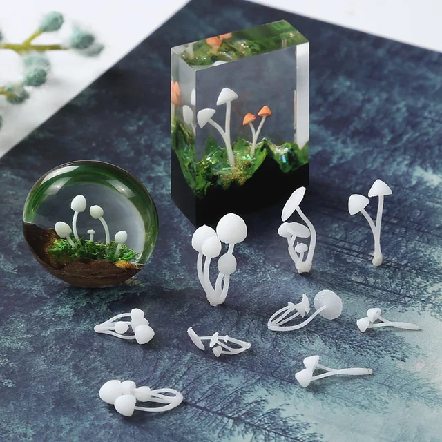 9 sztuk 3D mikro grzyb krajobraz Mini DIY rękodzieło biżuteria z żywicy UV epoksydowe wypełnianie formy dekoracyjne figurki