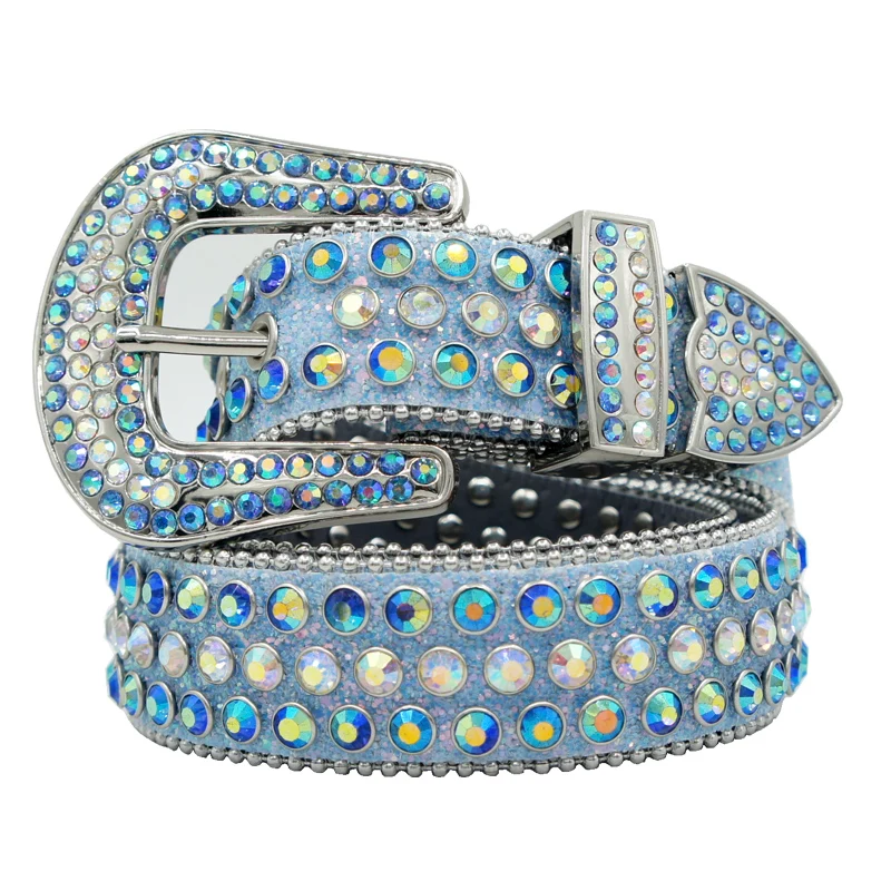 

Unisex Western Cowgirl Cowboy Punk Diamond Strap Jean Rhinestones Bling Studded Belt Women Men Cinto De Strass Ceinture Femme