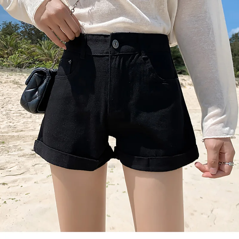 Women Summer 2023 Shorts High Waist Casual Jeans Denim Fashion Slim Black White Cotton Short Pants Jean Ladies Clothes Ropa Muje