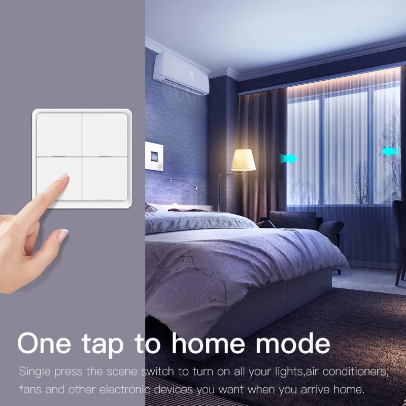 AUBESS Tuya ZigBee Smart Scene Switch 1/2/3/4 Gang 12 Scene Push Button Light Switches Controller Smart Life Alexa Google Home