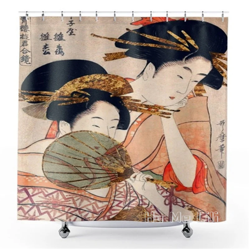 Japanese Women By Ho Me Lili Shower Curtain Waterproof Fabric Geishas Artwork Bathroom Decor