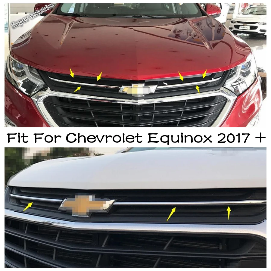 

Car Front Face Middle Grille Grill Molding Strip Cover Trim Fit For Chevrolet Equinox 2017 -2023 ABS Chrome Accessories Exterior