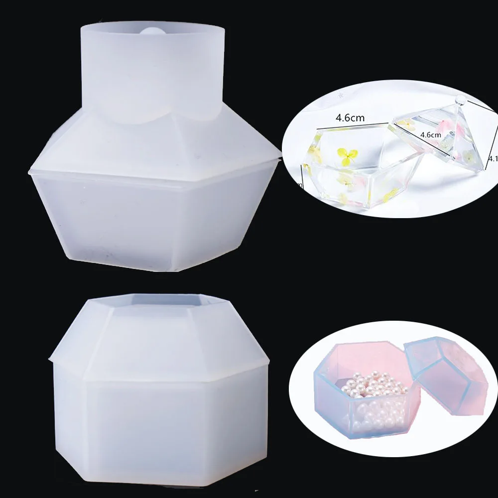 Pentagon hexagon Storage box UV epoxy resin silicone mold for jewelry Accessories making tool Ornaments craft art