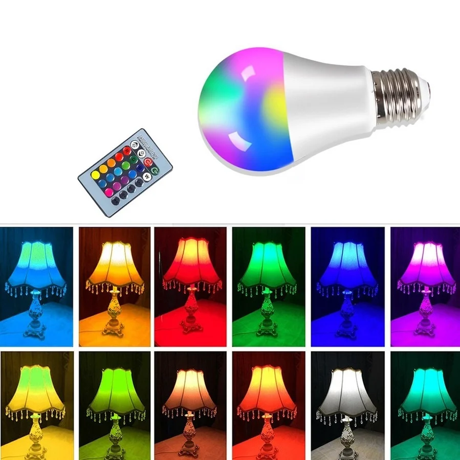 Ampoule LED E27 RGBW multicolore avec télécommande à 24 touches, éclairage d\'intérieur multifonction, adapté pour une scène de vacances, une fête