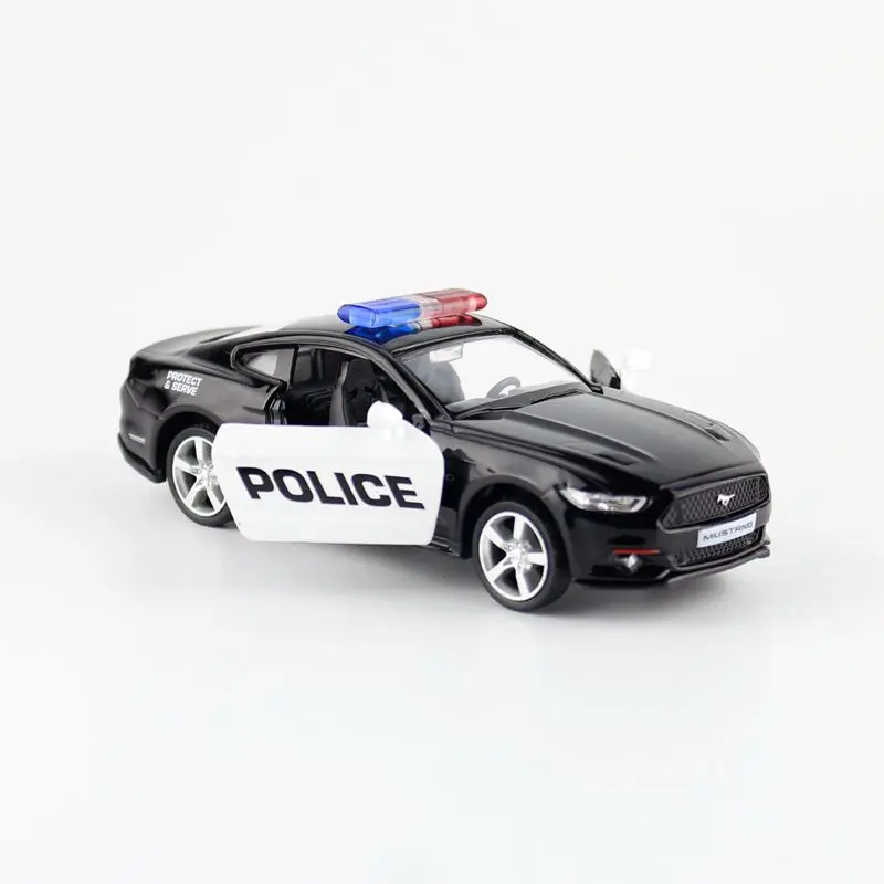 RMZ City Toy Diecast Model 1:38 Scale 2015 Ford Mustang GT Police Pull Back Doors Openable Car Educational Collection Gift Box